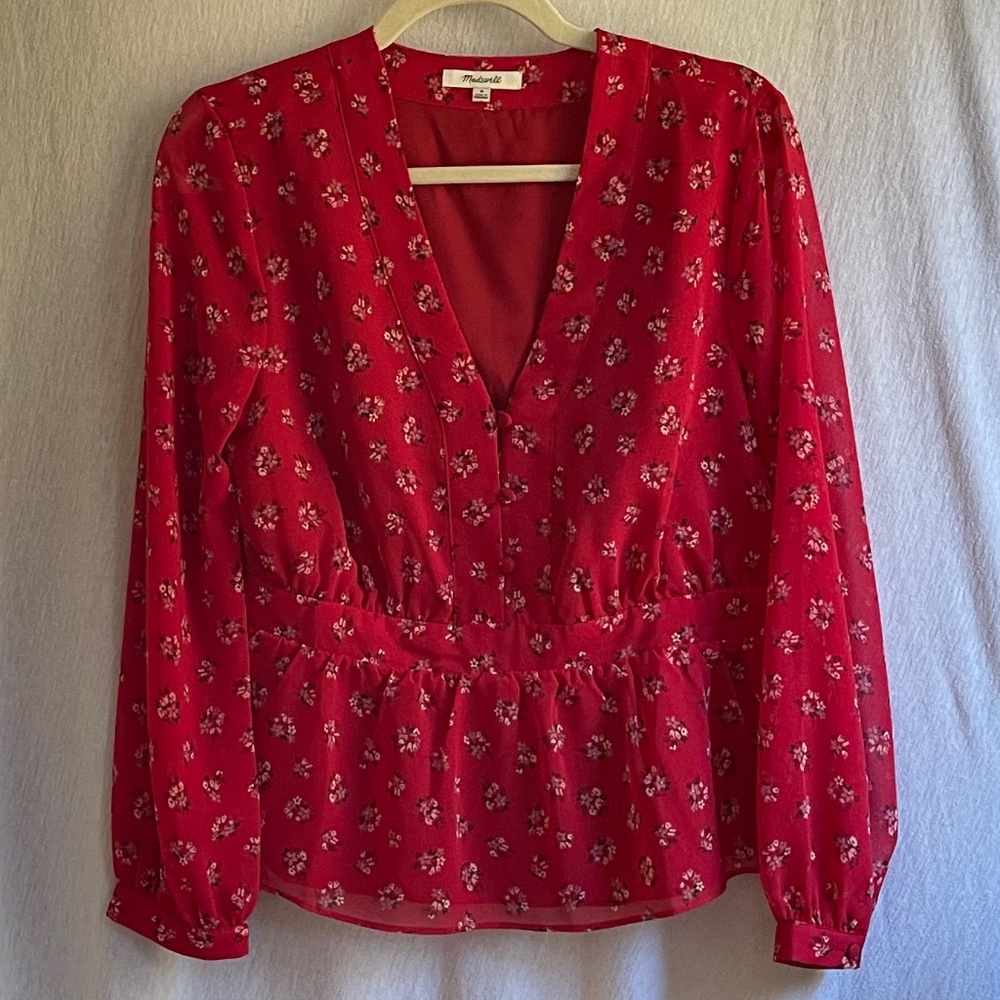 Madewell V-Neck Peplum Top - Picture 2 of 7